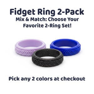 3D Printed Fidget Ring 2-Pack | Sensory Spinner Rings, Anxiety Ring Set, Fidget Jewelry & Fidget Toy