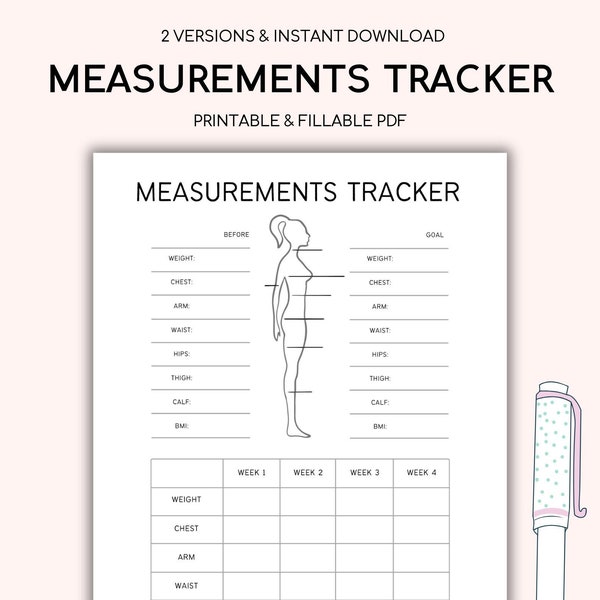 Printable Body Measurements Tracker