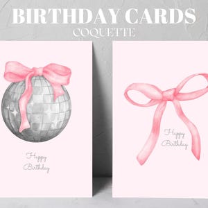 Alles Gute zum Geburtstag druckbare Karte | Kokette Geburtstagskarte | Geburtstagskarte zum Ausdrucken | Sofortdownload | Rosa Schleifenband