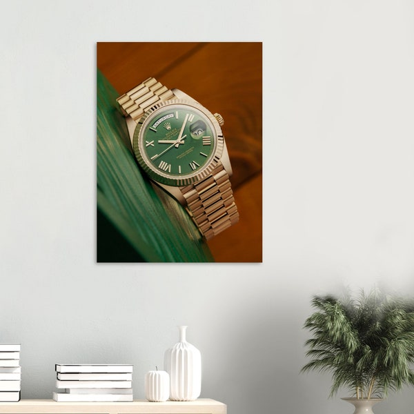 Impresión en madera - Rolex Gold Oyster - Obra de arte original para amantes de los relojes