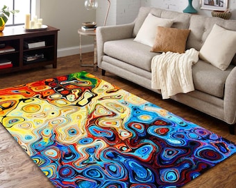 Tapis coloré, tapis aquarelle abstrait, tapis arc-en-ciel, tapis antidérapant de haute qualité, décoration d'intérieur, tapis de salon, tapis arc-en-ciel, tapis cadeau