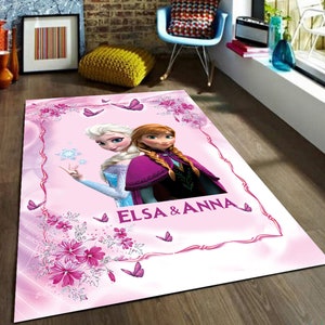 Tapis Elsa et Anna / Tapis fille personnalisé / Tapis enfant filles / Tapis chambre princesse / Tapis personnalisé Elsa Anna image 2