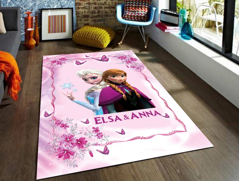 Elsa&Anna rug/ Girl custom rug / Girls kids rug/ / Princess room rug/ Custom elsa anna rug image 2