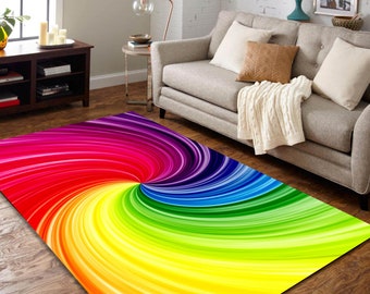 Colorful Rug, Abstract Watercolor Rug, Rainbow Carpet, Non Slip High Quality Rug, Home Decor, Rug for Living Room,Rainbow Area Rugs,Gift Rug