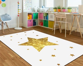 Tapis Star Kids, tapis de décor de pépinière, tapis de salle de jeux, tapis de sol personnalisé pour chambre d'enfant, décor de chambre d'enfant, tapis antidérapant de haute qualité, décoration d'intérieur