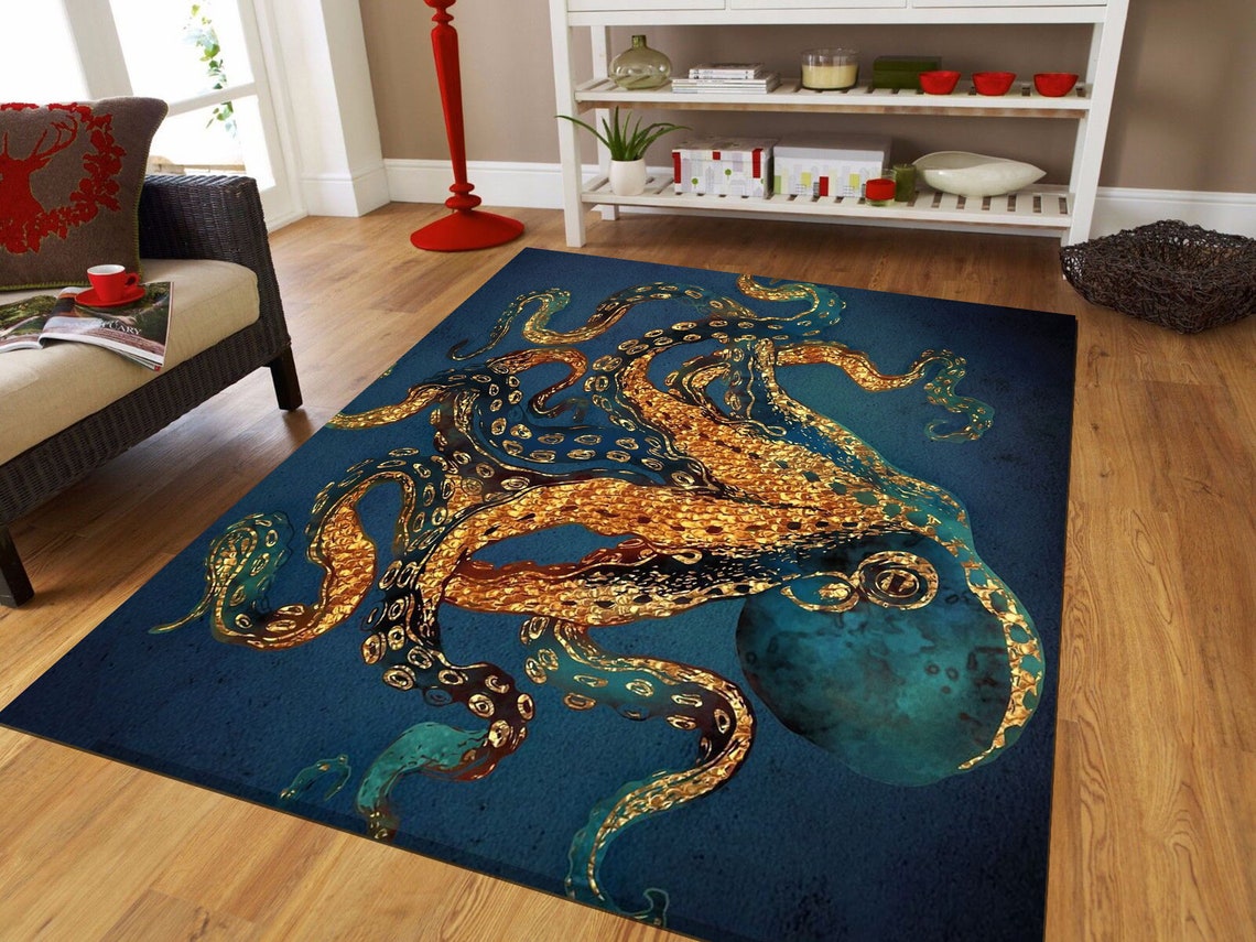Octopus Rug Classic Rug Office Decor Rug Colorful Rug Etsy