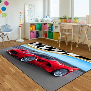 Acheter Tapis de sol antidérapant avec affiche de moto et de voiture, rétro  classique, impression 3D, pour la maison, le salon, la chambre à coucher,  décoration de maison