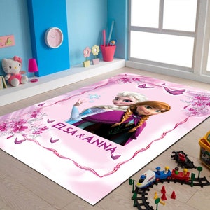 Elsa&Anna rug/ Girl custom rug / Girls kids rug/ / Princess room rug/ Custom elsa anna rug image 4