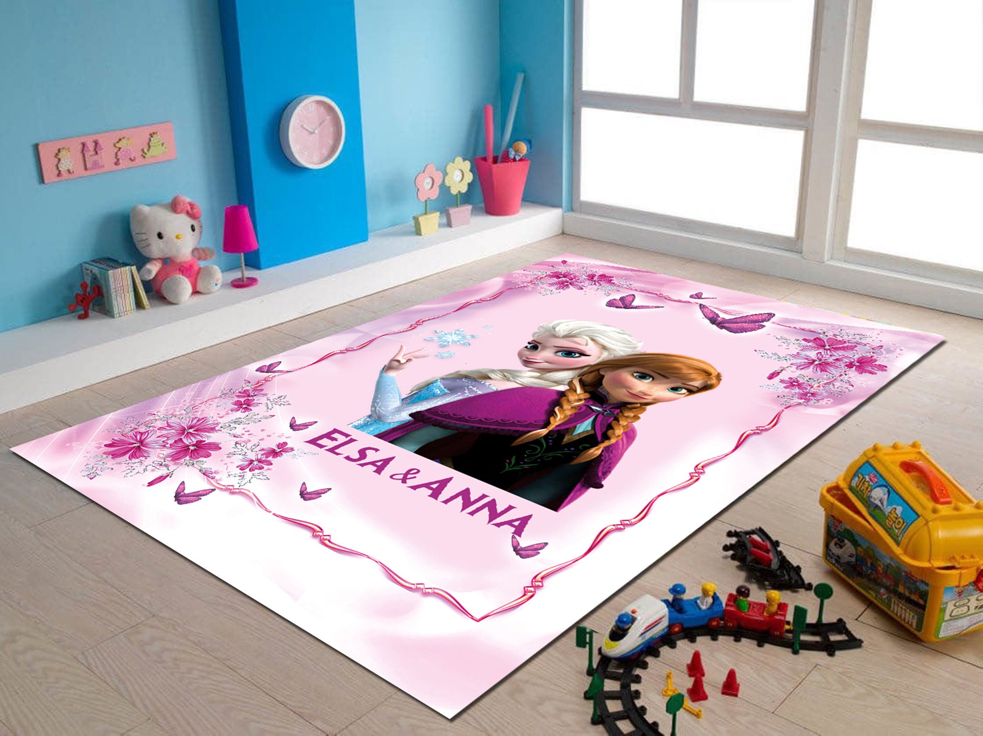 Discover Elsa&Anna rug/ Girl custom rug / Girls kids rug/ / Princess room rug/ Custom elsa anna rug