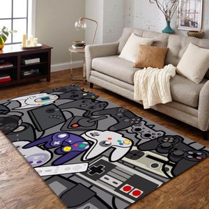 Teppich Gaming zubehör Zimmer deko,Schwarz-weißer, Gelber  Feder-Design-verschleißfester, Langlebiger Teppich Kitchen mat,Gaming Room  deko 60x120cm