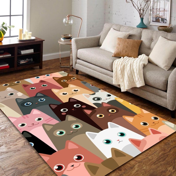 Cat Rug, Cats Design, Cat Art, Animal Rug, Minimalist Rug, Abstract Rug, Salon Rug, Living Room Rug, Bedroom, Home Rug