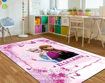 Tapis Elsa et Anna / Tapis fille personnalisé / Tapis enfant filles / Tapis chambre princesse / Tapis personnalisé Elsa Anna