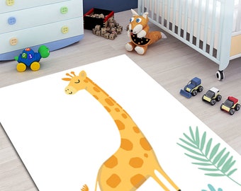 Tapis de chambre de fille ultra doux imprimé animal girafe mignonne, décor de chambre d'enfants, tapis de chambre d'enfant animal, gif de douche de bébé