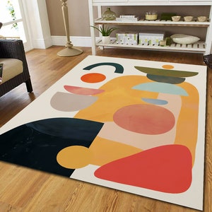 Tapis doux soyeux, tapis abstrait moderne, tapis minimaliste, tapis scandinaves nordiques, tapis pour salon, tapis pour chambre, salle à manger, cuisine image 1