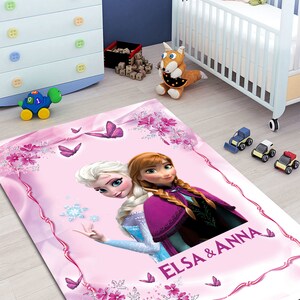 Tapis Elsa et Anna / Tapis fille personnalisé / Tapis enfant filles / Tapis chambre princesse / Tapis personnalisé Elsa Anna image 3