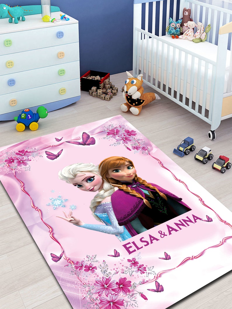 Tapis Elsa et Anna / Tapis fille personnalisé / Tapis enfant filles / Tapis chambre princesse / Tapis personnalisé Elsa Anna image 3