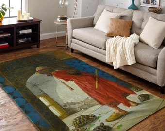 Le tapis d'entraînement de tortue, tapis fantastique, tapis cool, tapis arc-en-ciel coloré pour le salon, taille personnalisée pour la maison, tapis personnalisé