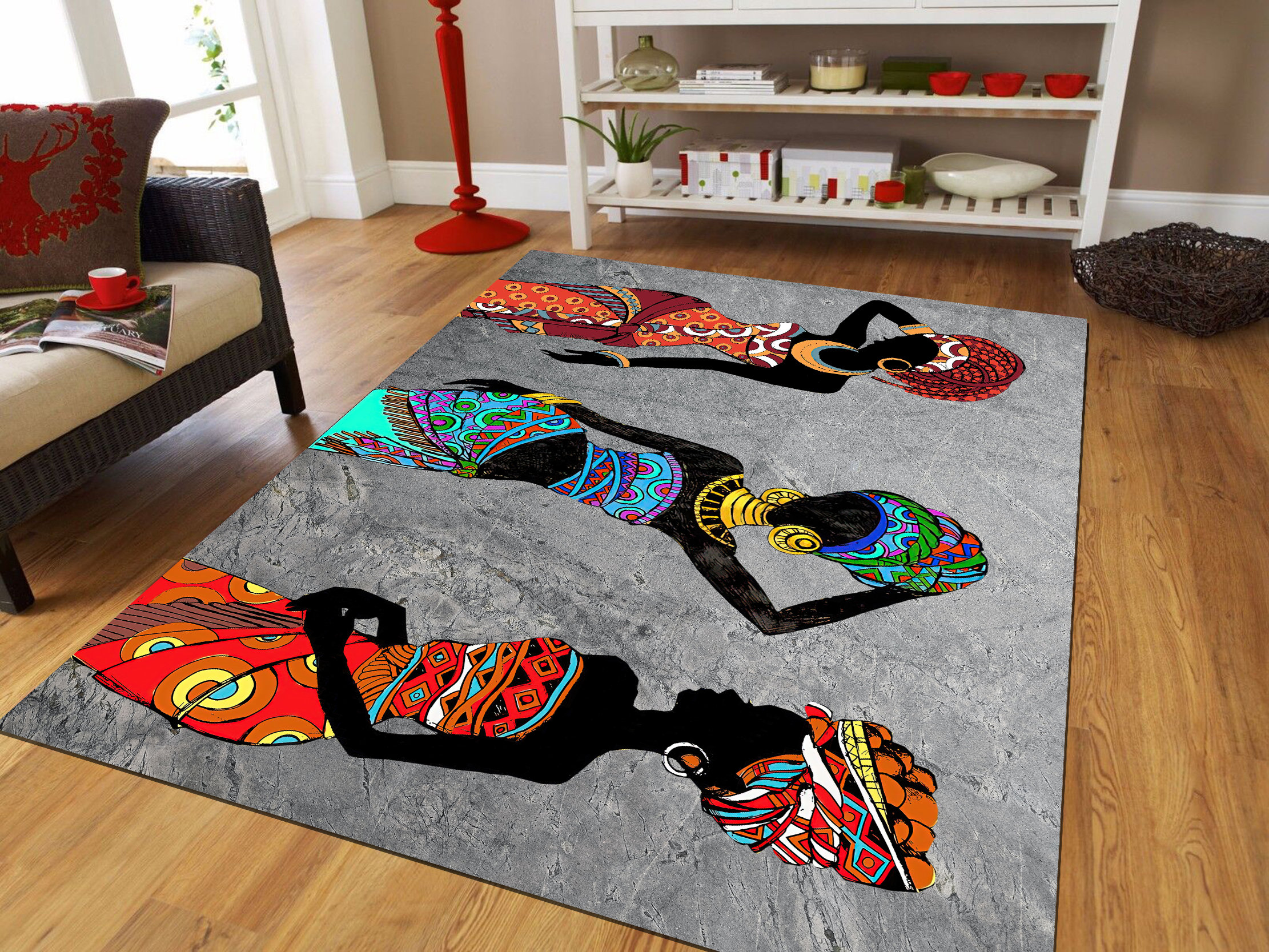 Machine Washable Rug, Black Woman Rug, African People Rug, Office Rug ...