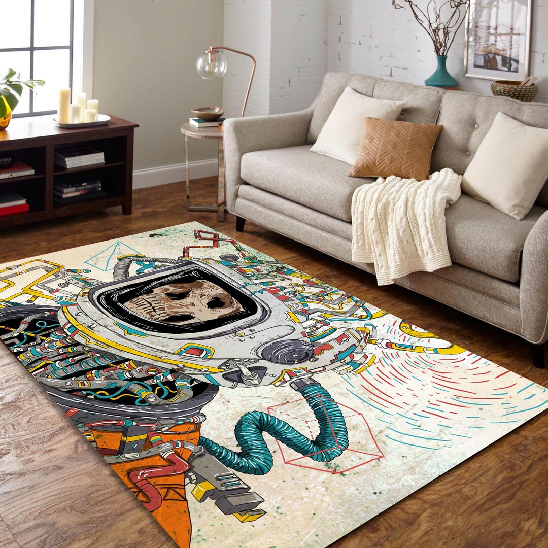 Astronaut Rug, Kids Rug, Space Rug, Astronaut in Outer Space, Planets ...