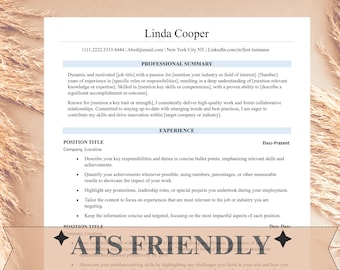ATS-vriendelijke CV-sjabloon Google Docs Word Professioneel CV Executive CV-sjabloon CV en sollicitatiebrief sjabloon ATS CV-sjabloon