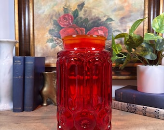 Pote grande vintage L.E. Smith Amberina vermelho SEM TAMPA