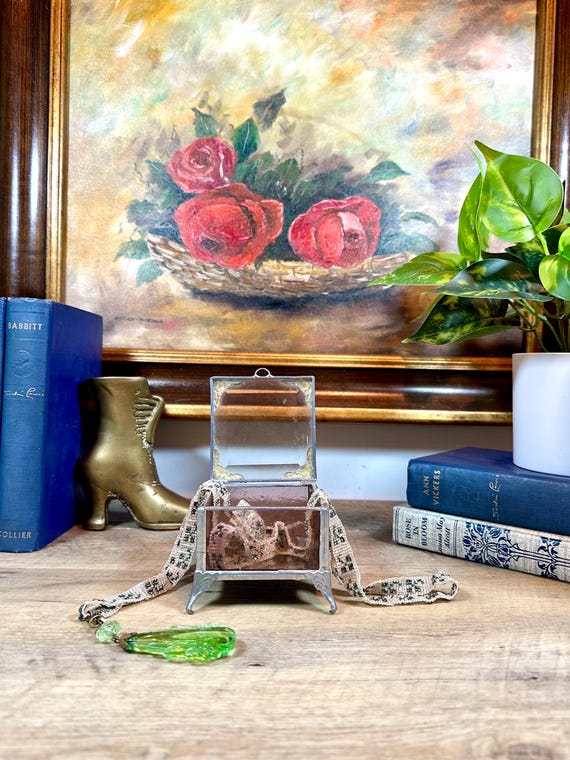 Vintage Stained Glass Beveled Glass Jewelry Box