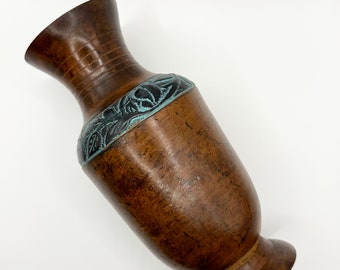 Metall Vase in Bronze und Blaugrün