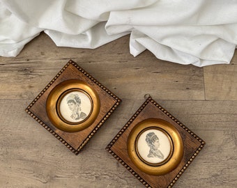 Wood Framed Victorian Print Set of 2