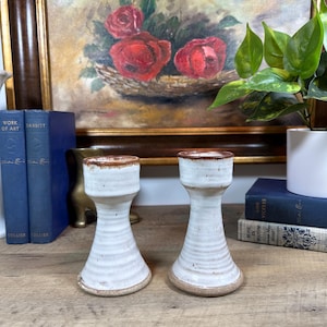 Set of 2 Pottery Candlestick Holders