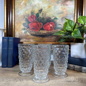 Vintage Indiana Glass Clear Whitehall Drinking Glass Set of 4