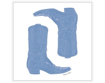 Cowboy-Stiefel Kiss-Cut Aufkleber - Western Country Ästhetik, blaue Aufkleber für Laptop, Wasserflasche, Sammelalbum, Rodeo Liebhaber Geschenk