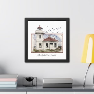 Framed Lighthouse Print | Nautical Wall Art | Mukilteo Light | Lighthouse | Watercolor Painting | Washington Lighthouses | Puget Sound