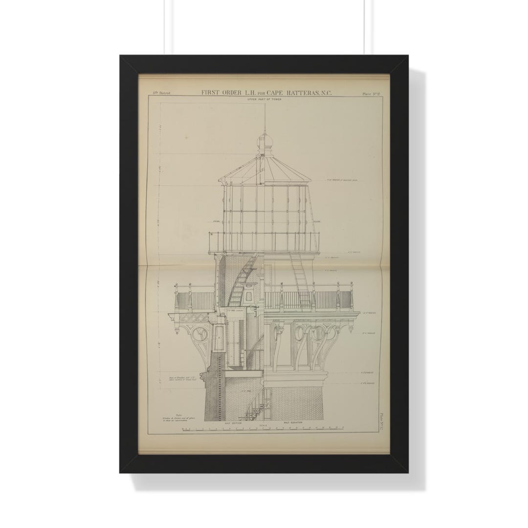 Lighthouse Wall Art | Cape Hatteras Lighthouse | Architectural Drawing ...