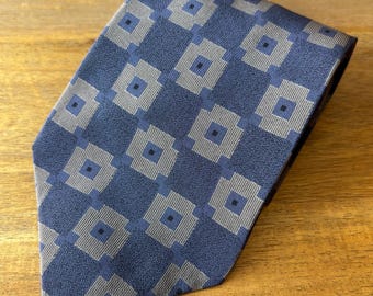 Vintage Cerruti 1881 Silk Tie 90s 100% Silk, Purple Blue Grey Black Men Tie, Geometric Pattern Neck Tie, Made in France, French Made Necktie