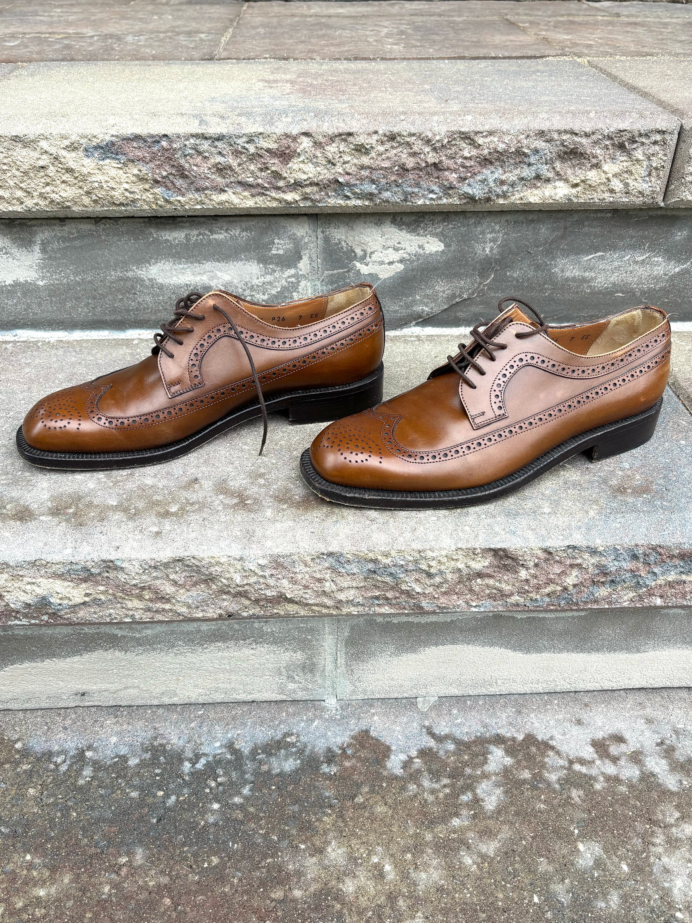 Vintage Salvatore Ferragamo Men Shoes 90s, Brown Shoes Size  display picture 2