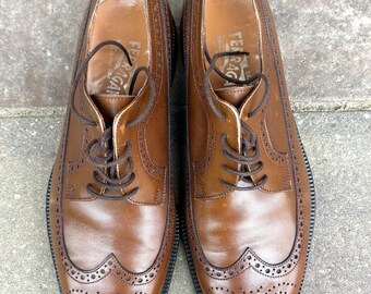 Vintage Salvatore Ferragamo Men Shoes 90s, Brown Shoes Size  display picture 1