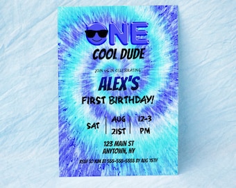 Garçon premier anniversaire Invitation Design One Cool Dude téléchargement numérique