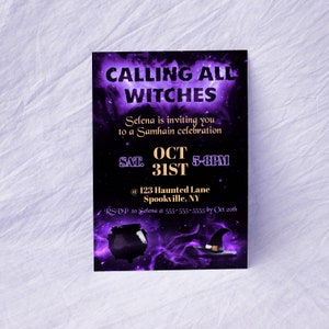 Halloween Witchy Invitation Digital Download, Samhain