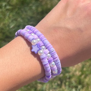 💜 ultimate purple clay bead bracelet set 💜