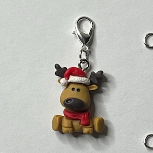 Reindeer Badge Reel charm| Zipper pull| purse charm | Badge charm| Charm jewelry| Medical assistant accessories| Christmas charm