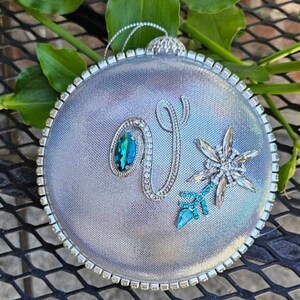 Silver Christmas ornament, V letter ornament, V initial letter, V Acronym, V name initial, name starts with V, letter V, surname starts V
