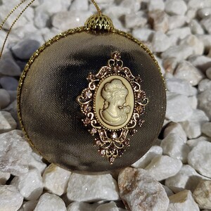 Vintage Women Christmas Ornament, Golden holiday ornament, old - fashion lady, Ancient woman, Renaissance time woman, Gift for historian