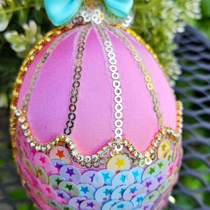 Sequin easter egg,  Rainbow egg, Multicolor, Easter egg, Easter basket decor wgg, Pink easter egg, Easter decor,