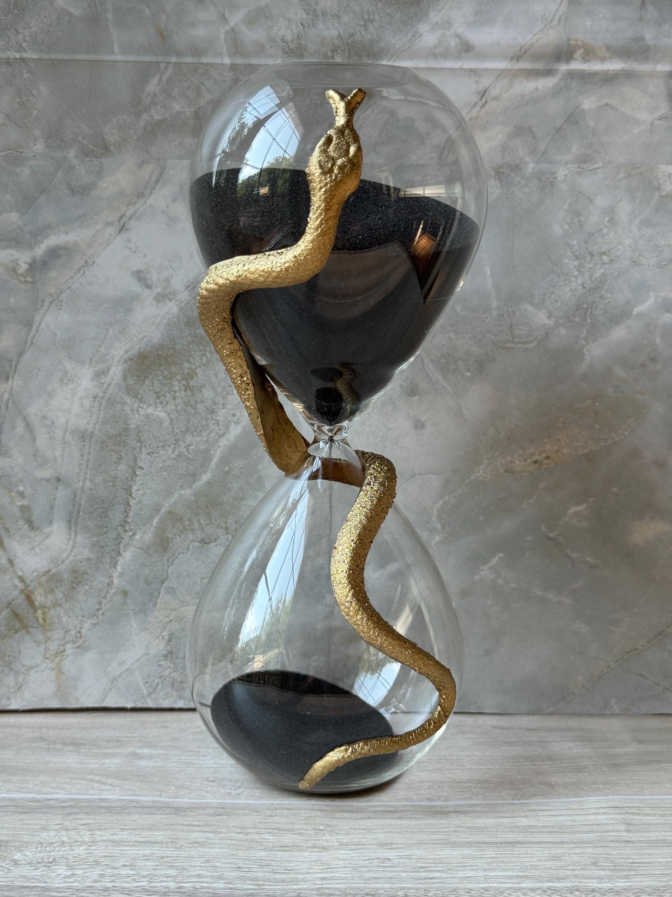 XinZhiRun Mythological Snake Hourglass Sand Timer – 15 Minutes, Gothic Decor, Blue