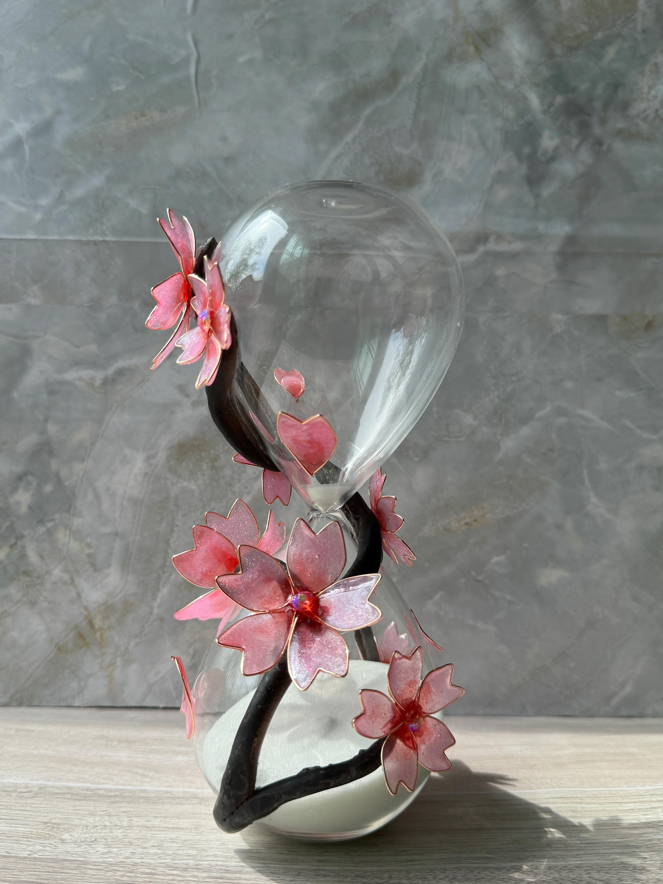 Cherry Blossom Hourglass, Customizable Hourglass, Romantic Decor