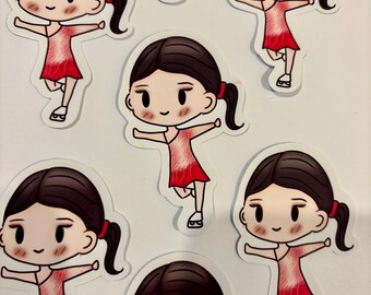 Pegatina troquelada de vinilo de Mone Chiba dibujada a mano: calidad prémium, diseño único