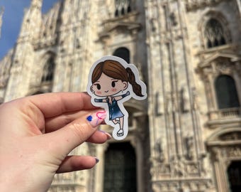 Pegatina troquelada de vinilo de Kaori Sakamoto (Time To Say Goodbye) dibujada a mano: calidad prémium, diseño único