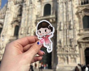 Pegatina troquelada de vinilo de Mone Chiba (Romeo y Julieta) dibujada a mano: calidad prémium, diseño único