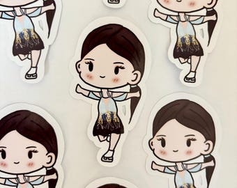 Pegatina troquelada de vinilo de Rika Kihira dibujada a mano: calidad superior, diseño exclusivo