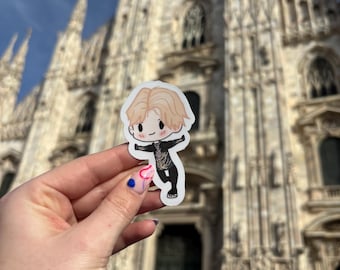 Pegatina troquelada de vinilo de Ilia Malinin (Una Voz) dibujada a mano: calidad premium, diseño único